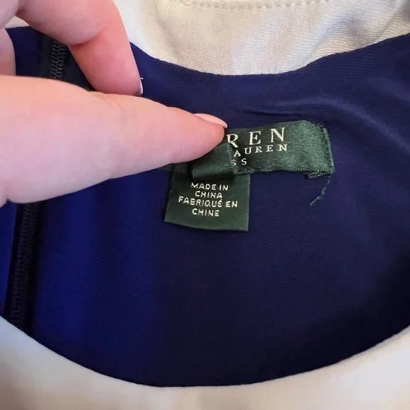 Ralph Lauren Long Sleeve Dress With White Stripe Detail Size: 6 - Picture 5 of 9